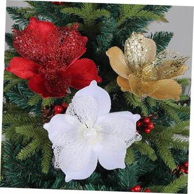 Gold Pink Flower Red Yellow White Christmas Decoration圣诞花