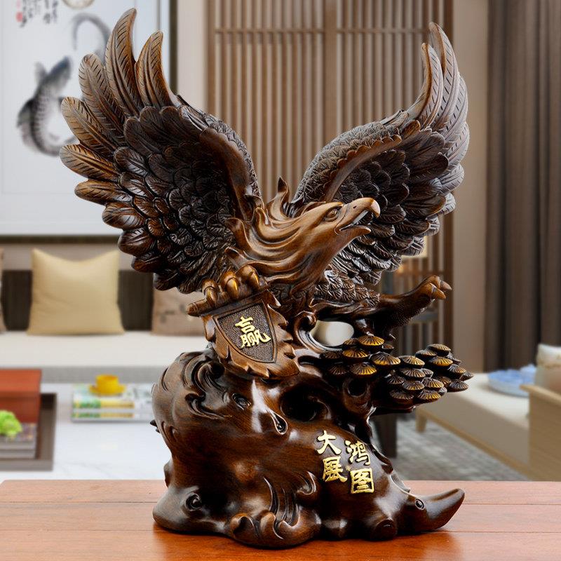 木纹展宏图雄鹰饰品办公室装修客厅大鹏展展翅雄鹰开幕式高端饰品