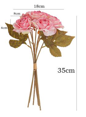 秋色系7支扎烤边茶玫仿真花档家居装饰插花摆件花束配材