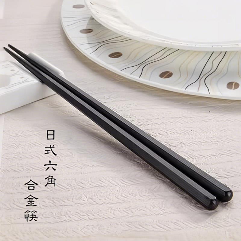 商用合金筷子100双 可开票 日式尖头六角筷 酒店日本料理餐厅