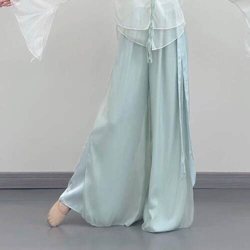 古典舞蹈裤女宽松雪纺裙裤中国风练功服双层拼接仙气飘逸阔腿裤子