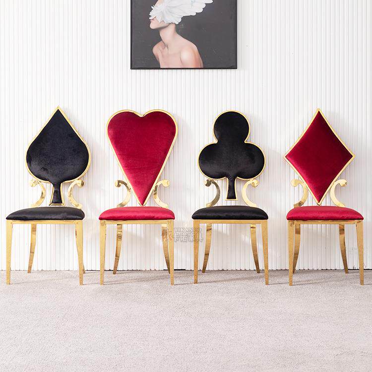 港式不锈钢绒布桌椅简约现代酒店宴会厅靠背休闲皮椅子家用化妆凳