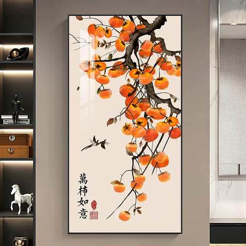 事事如意玄关装饰画新中式走廊过道尽头墙壁画客厅入户正对门挂画