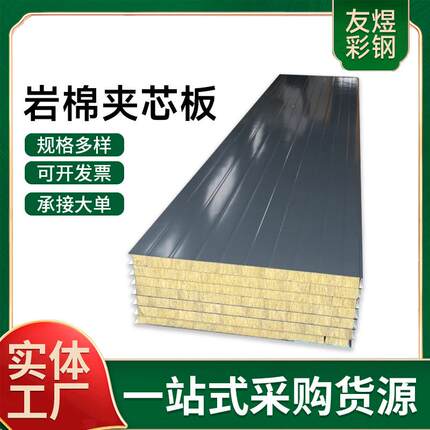 岩棉夹芯板机制洁净板净化车间隔断防火保温装饰板