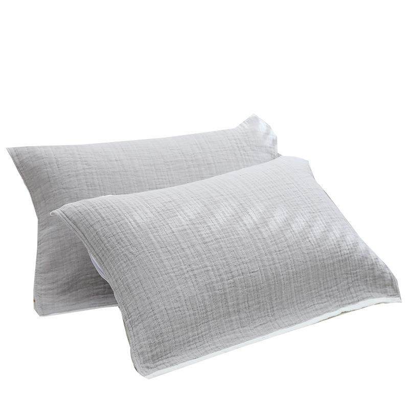 夏季枕纯色巾双面纱纯棉一对巾装10005344纱布枕头巾202新4款垫防