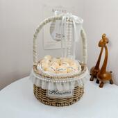 插花小提篮子月子鸡蛋花篮法式 手提鲜花坐月子送产妇礼物手工藤编