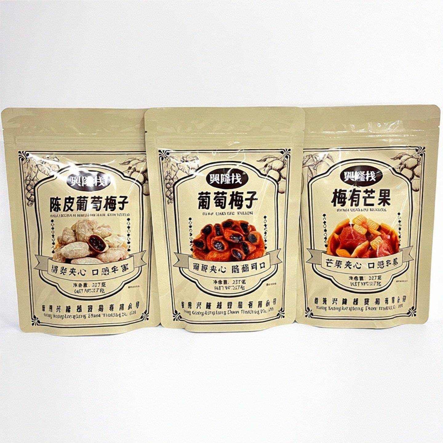 新货兴隆栈陈皮葡萄梅子梅有芒果夹心蜜饯果脯袋装227g休闲零食小