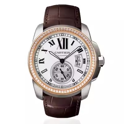 (可置换)卡地亚卡历博镶钻自动机械手表男士正品9.8新W7100039
