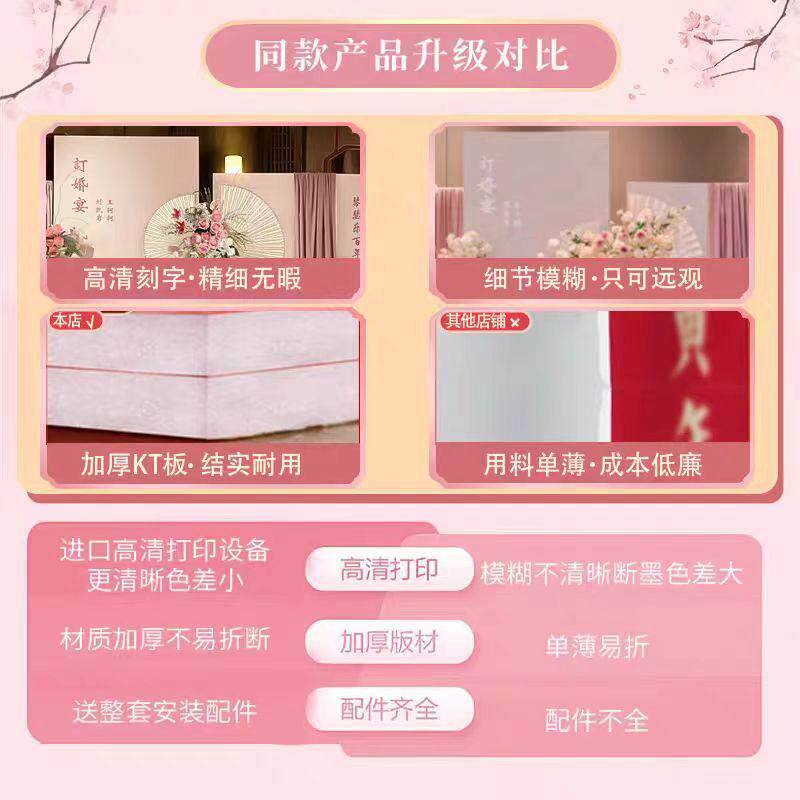 新中式氛围感粉色订婚布置装饰套装气球场景背景kt板高级结婚,节庆用品/礼品,吊顶纱幔,淘宝优惠券,粉丝福利购,淘宝优惠卷
