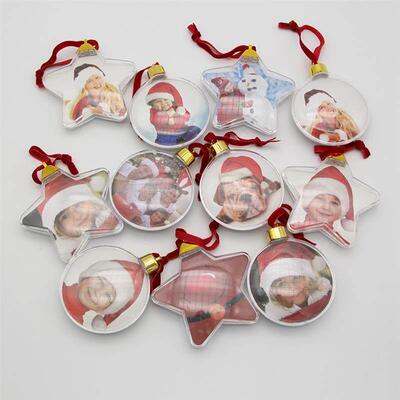 2pcs Christmas photo ball pendant transpare picture frame