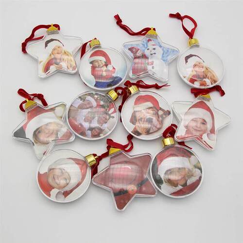 2pcs Christmas photo ball pendant transpare picture frame
