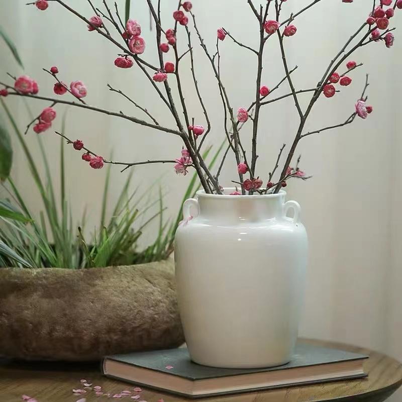 青白雙耳花瓶影青陶瓷新中式家居擺件花罐包郵掌柜推薦 閑趣別院