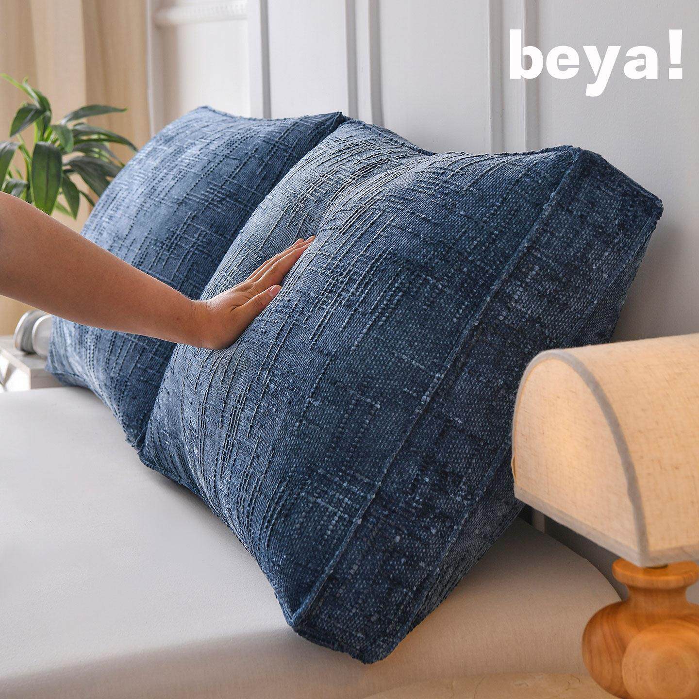 Beya !斯堪的纳维亚纹理亚麻床边软袋靠背沙发组合靠垫凸窗卧室双