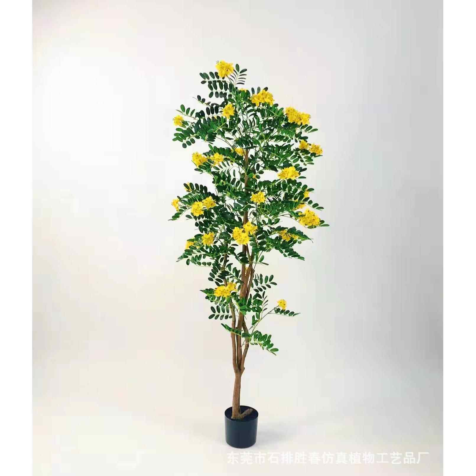 仿真黄槐花树黄花叶槐花树叶槐树园林工程造景家居装饰仿真绿植
