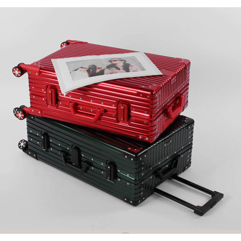 复古款铝镁合金拉杆箱金属旅行箱万向轮行李箱箱包