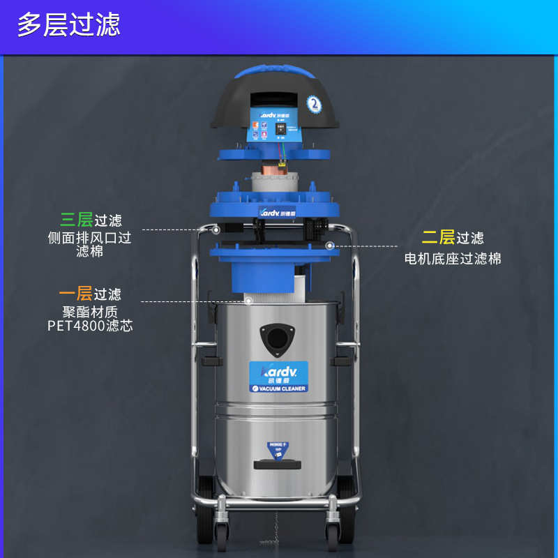 凯德威DL-1245粉尘商用桶式吸尘器工业大功率吸尘吸水机干湿两用