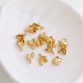 14K包金花蕊吊坠托多瓣花朵半孔水滴珠托帽配件diy手工托针饰品