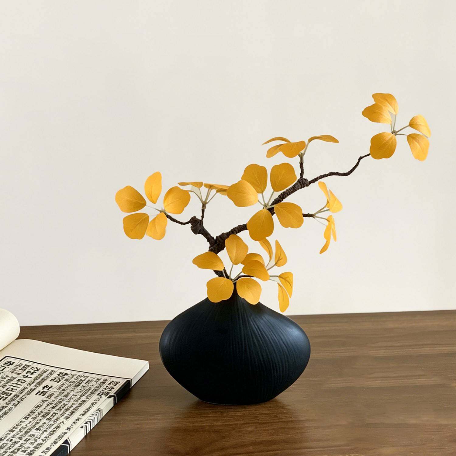 禅意风彷真铁线莲观音莲假花花瓶摆件桌面插花装饰品茶室书房摆设