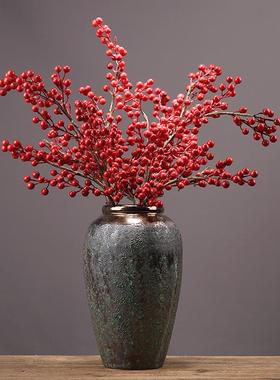 正品现代简约红蛋鞋壳陶瓷花瓶入户柜玄关斗柜客果厅柜摆件书房装