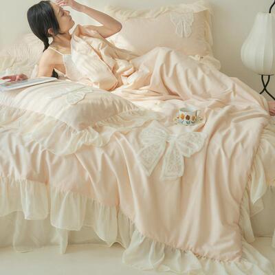 水洗棉公主风夏被四件套放心裸睡母婴级产品宝宝啃咬柔软活性印染