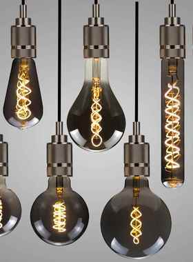 爱迪生灯泡led灯电镀烟灰色灯E27灯饰照明ST64G80G95复古灯调光