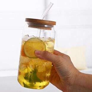 Bubble Cup Lid and Bamboo Glass with Tea 470ml Straw 550ml