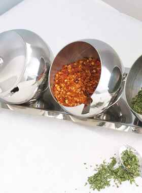 30不锈钢带勺调4罐味罐糖盅调料厨调料盒盐罐调房GY-TG013味盒家