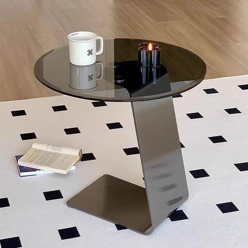 【折扣价】创意卧室床边小茶几钢化玻璃桌面L型金属支架客厅沙发