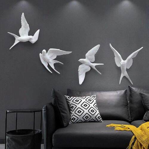 Resin Birds Wall Decor Swallows Nordic Sparrow Hanging 3D