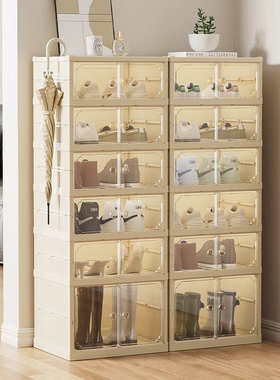 鞋架双排塑料简易44x35鞋盒家居收纳鞋柜门口折叠柜整理