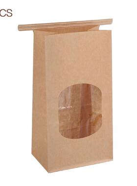 50Pcs Bakery Bags with Clear Window Sealing Grease Proof Kra