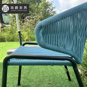 户外休闲简约家具庭院露台海边手工藤编藤椅一桌四椅岩板方形餐桌