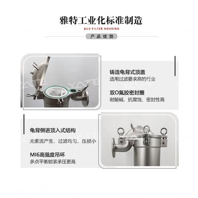304不钢电泳漆多袋式龟背式袋液过滤器过体滤设袋备水性涂料式过