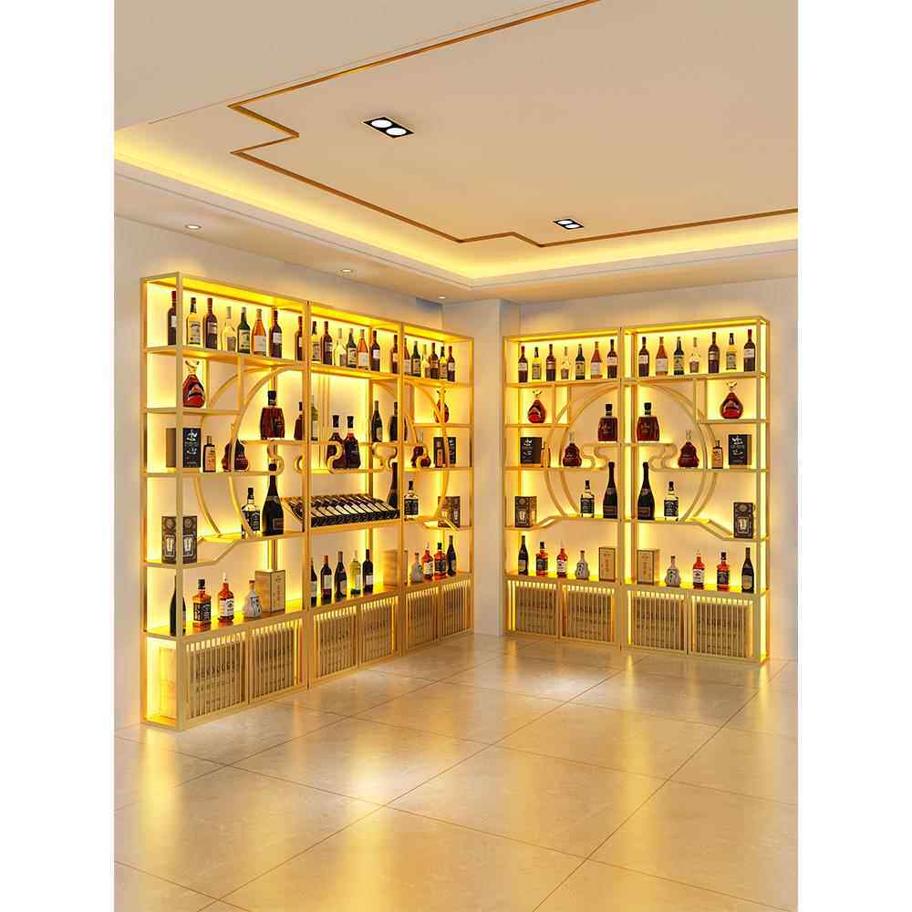 红酒柜白酒展示架铁艺酒架展示柜酒庄落地烟酒柜葡萄酒置物架商用