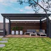 铝合金棚电动百叶翻凉963月光星板光棚别墅花园阳亭光房