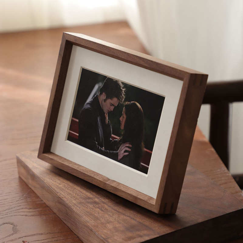 桌面装裱实木相框黑胡桃写真装饰墙台照片摆简约木画框框儿童相框