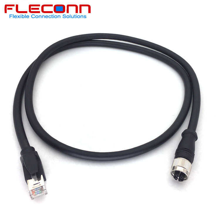直销x转头8芯 cat6a/sftp-母/8pin m12 s兆 rj45code10gb网线千