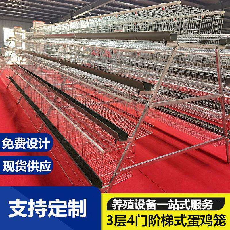 鸡笼阶梯式蛋鸡笼肉鸡笼鸡舍食槽鸡笼支架坚固镀锌丝焊接