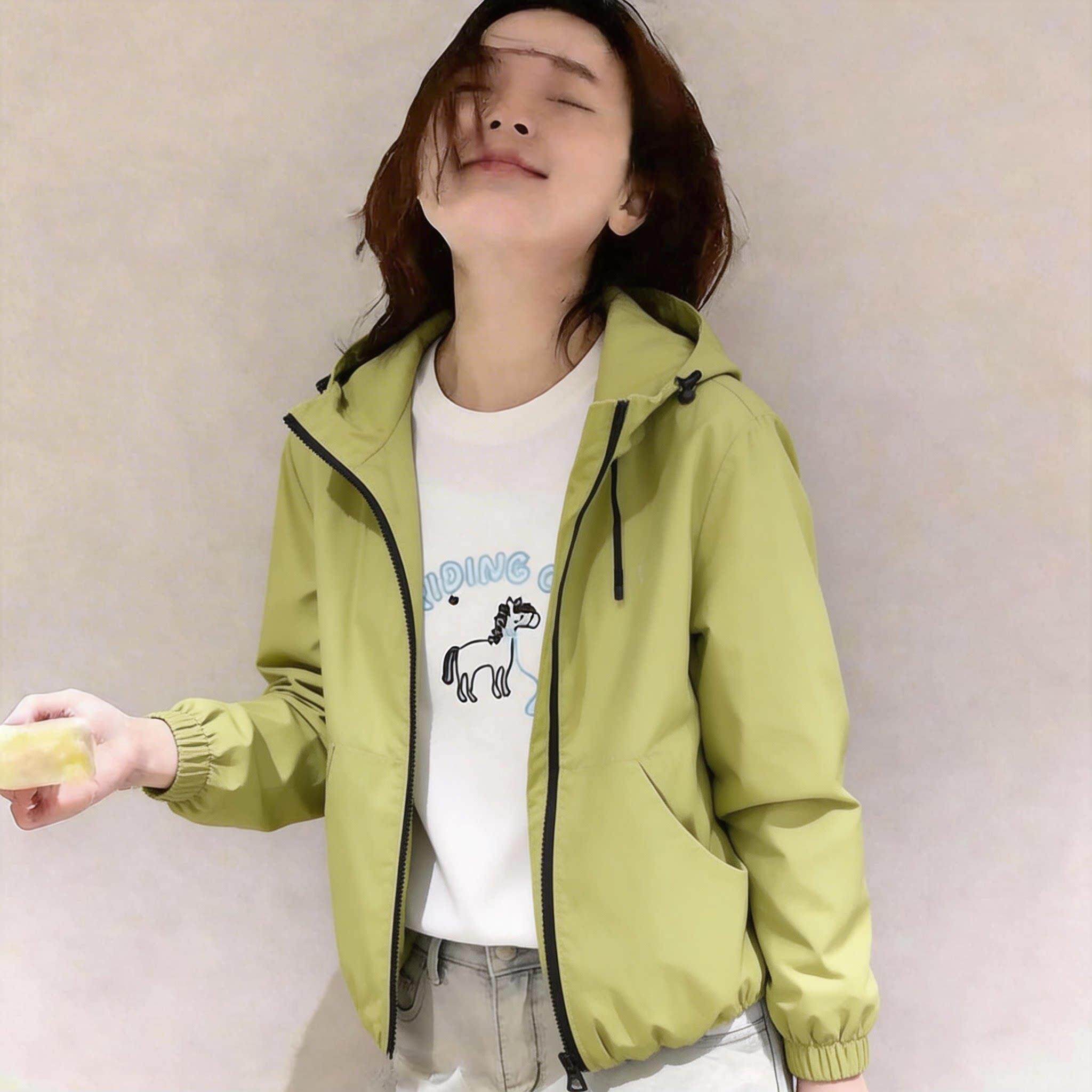 韩版小个子连帽大口袋冲锋衣外套女2026春季薄款户外休闲风防晒服