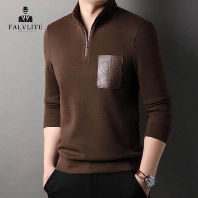 FALVLITE法莱罗易2025春秋款男士休闲长袖卫衣立领半拉炼上衣外套