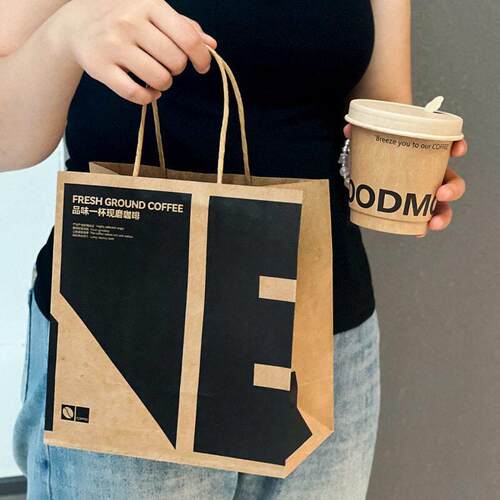 Disposable milk tea coffee paper cup with cover packed kraft