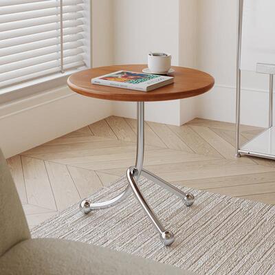 J^中古实木茶几小圆桌子迷你简约小户型沙发边几网红创意床头置