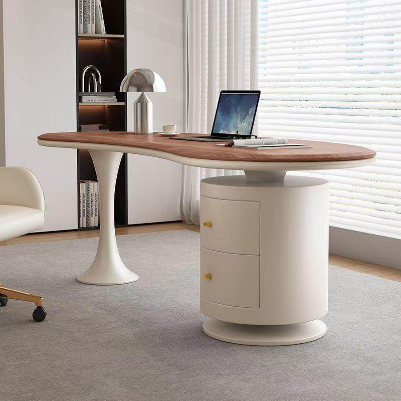 胡桃色实木办公桌中古风书房书桌家用现代简约高端电脑桌轻奢极简