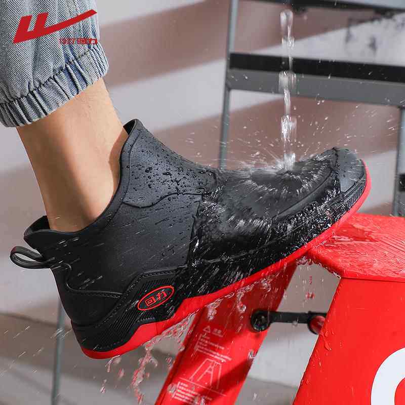 回力潮流款男士雨鞋轻便低筒胶鞋加厚防滑底耐磨男款低筒水鞋跨境