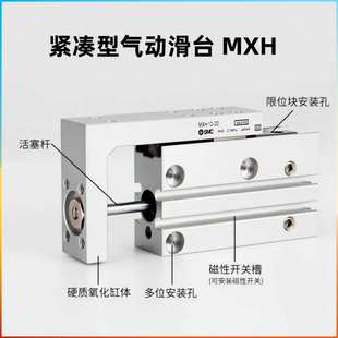 SMC紧凑小型气动滑台气缸MXH6 60Z