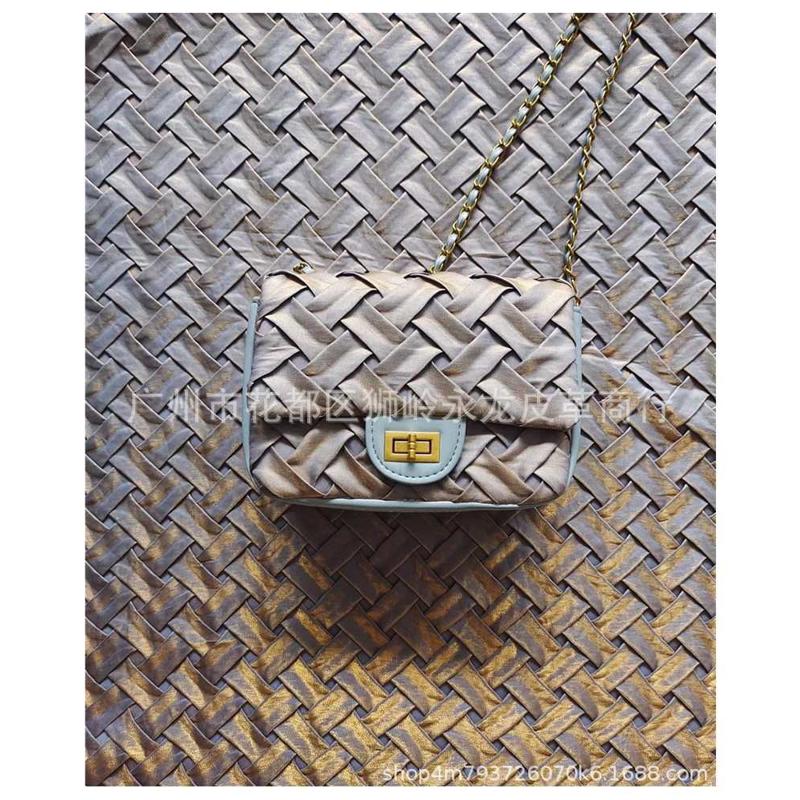 丝光布压皱大编织纹里布仿真折皱编织布料后加工褶皱箱包手袋面料