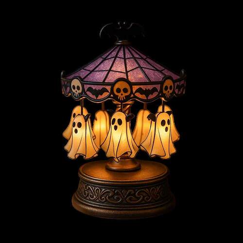 跨境新款Ghost rotating wooden horse lantern幽灵旋转木马灯