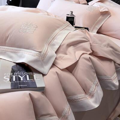 简约风100支厚磨毛四件套纯棉床单被上套床品笠轻奢加秋冬床23012