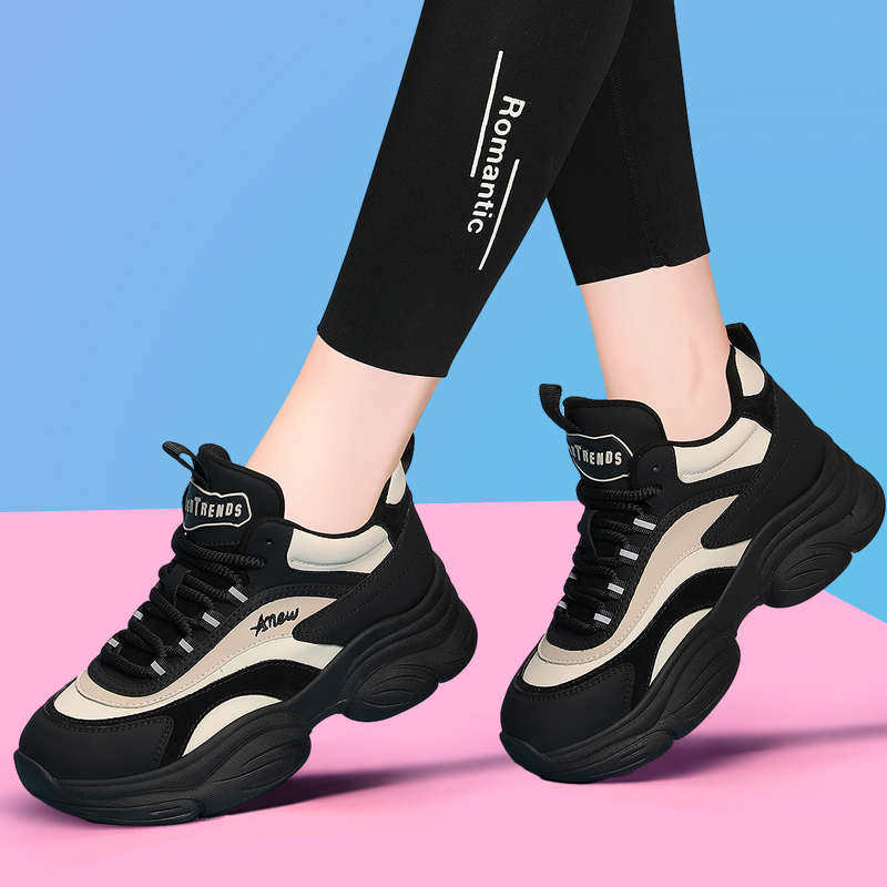 气质春季运动鞋女百搭皮面软底春秋轻便休闲妈妈旅游厚底老爹增高,女鞋,时尚休闲鞋,淘宝优惠券,粉丝福利购,淘宝优惠卷