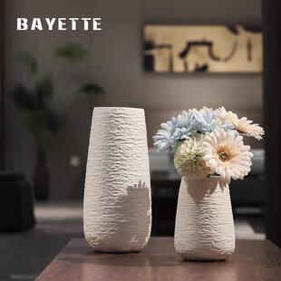 卡耶特斯堪 无障碍豪华高端白色花瓶陶瓷花客厅插花银 纳维亚风格